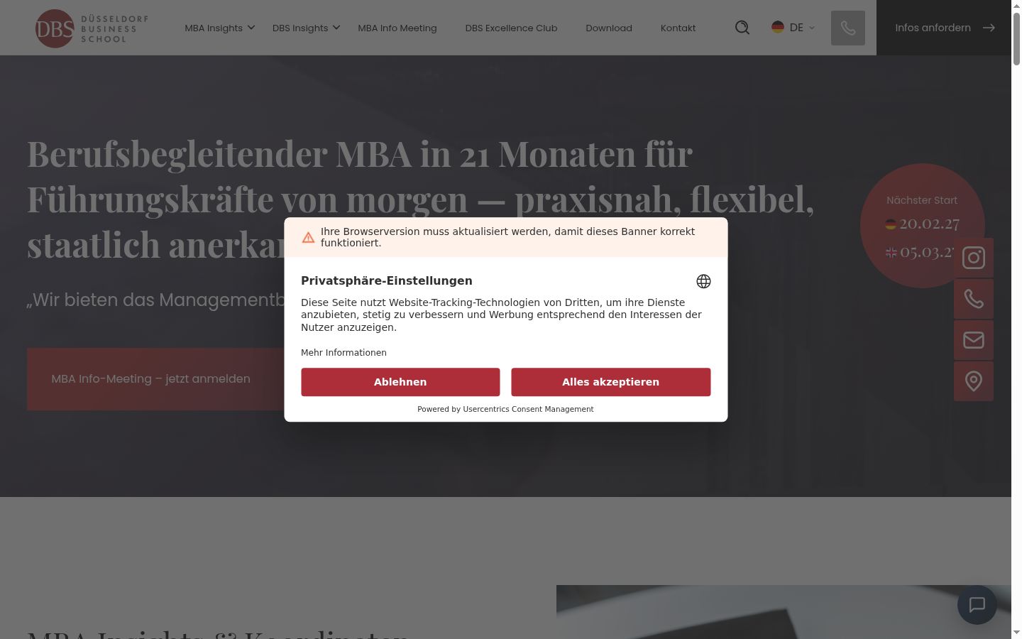 Sutikimo reklamjuostės, rodytos prieš bet kokią sąveiką, ekrano kopija