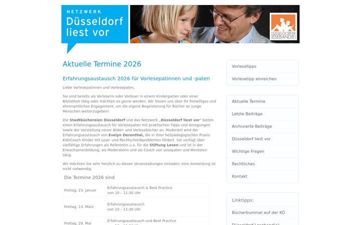 Snímek obrazovky duesseldorf-liest-vor.de