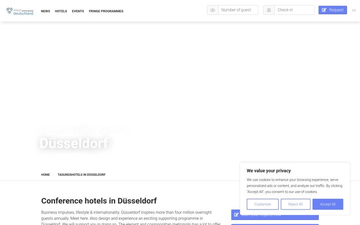 Screenshot of duesseldorf-tagungshotels.com