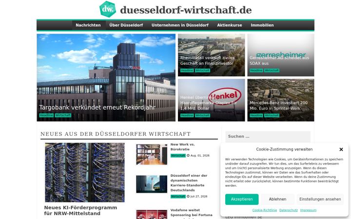 Snímek obrazovky duesseldorf-wirtschaft.de
