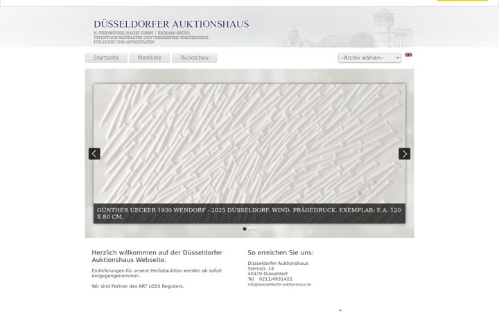 Snímek obrazovky duesseldorfer-auktionshaus.de