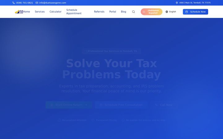 Screenshot of duetaxesgone.com