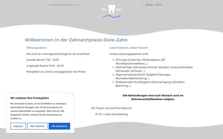Screenshot ta' duete-zahn.de