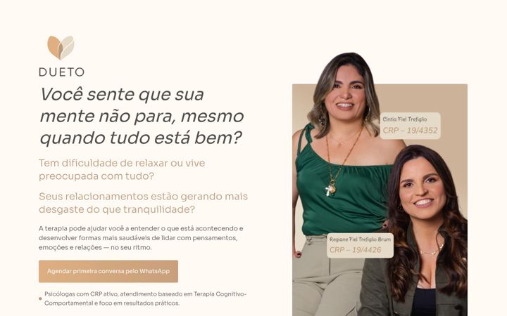 Snimka zaslona za duetopsicologia.com.br