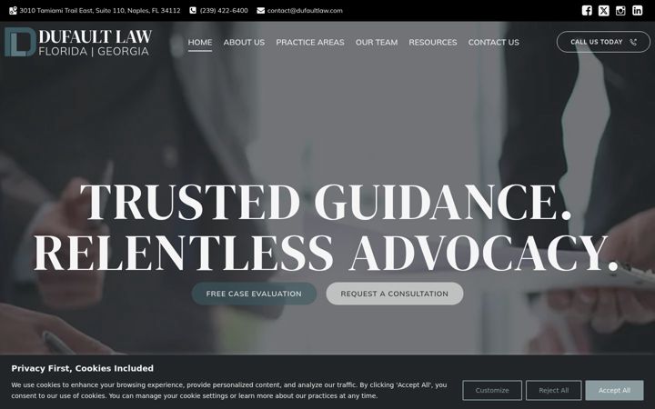 Screenshot of dufaultlaw.com