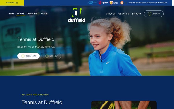Screenshot van duffieldtennisclub.co.uk