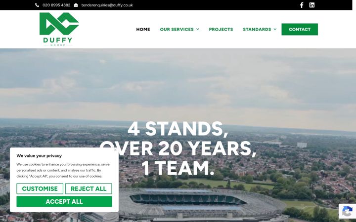 Screenshot van duffy.co.uk