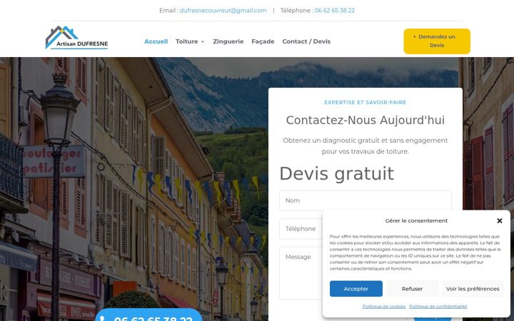 Screenshot of dufresne-couvreur-albertville.fr