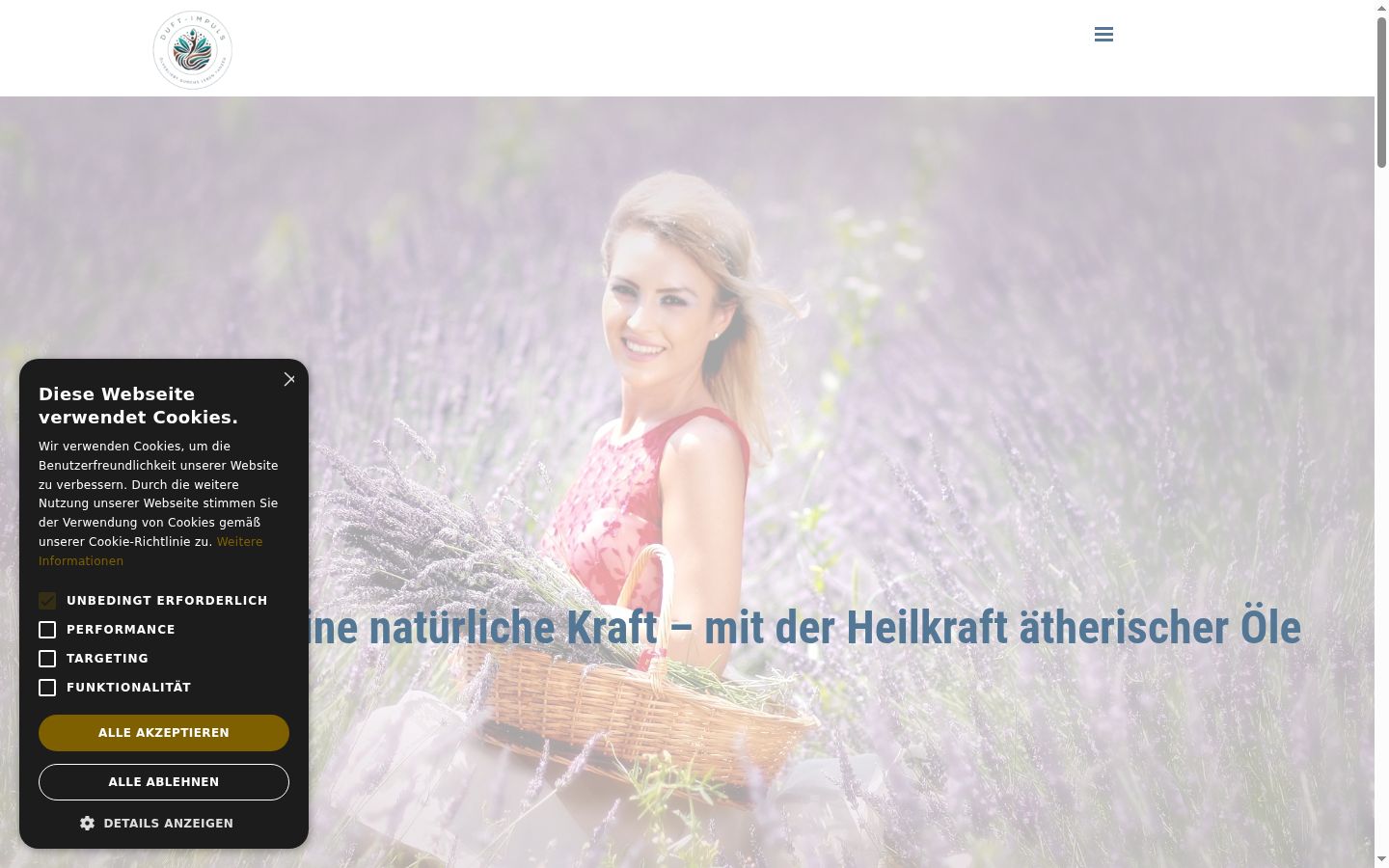 Screenshot des Einwilligungsbanners vor jeglicher Interaktion