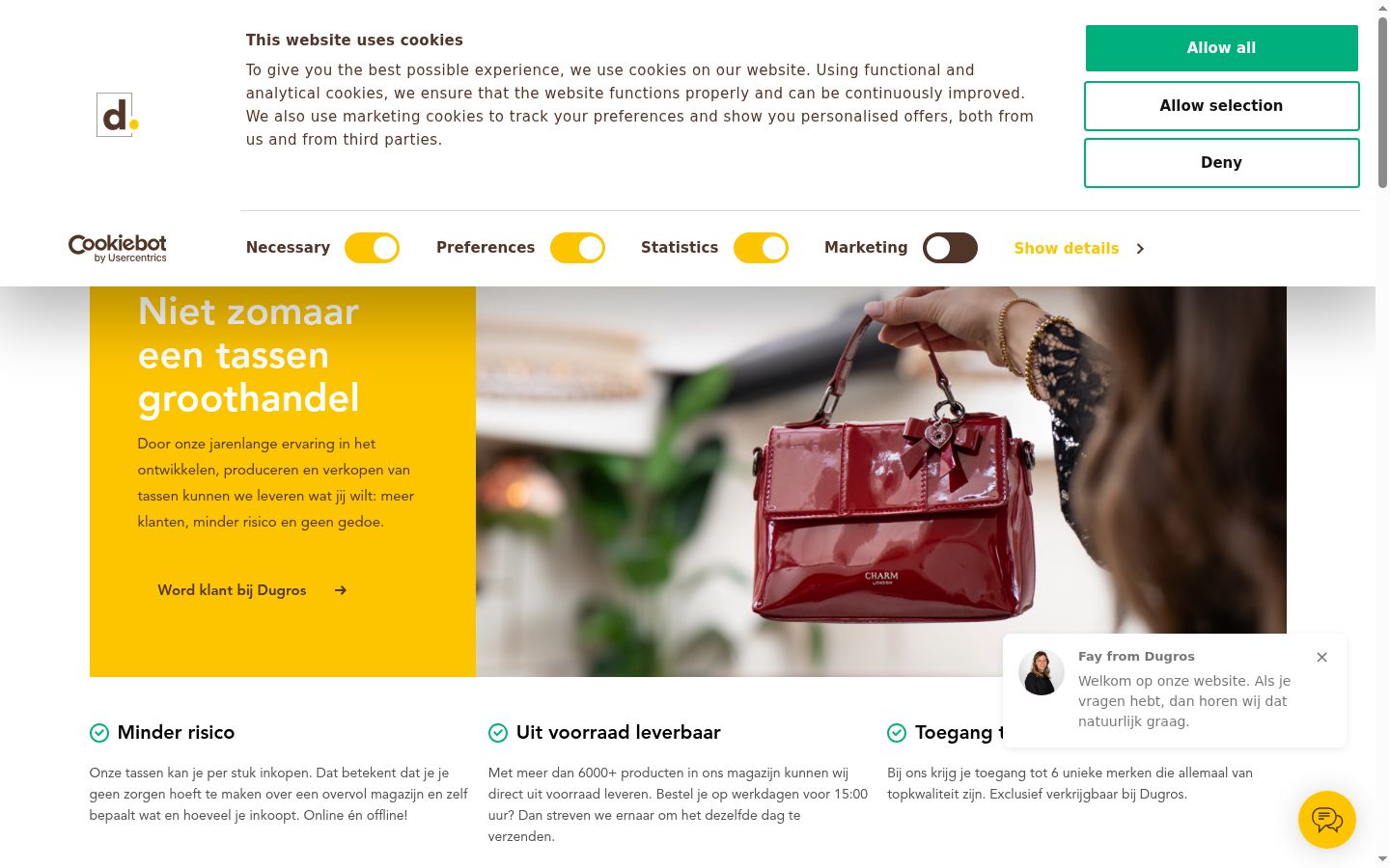 Screenshot del banner di consenso mostrato prima di qualsiasi interazione