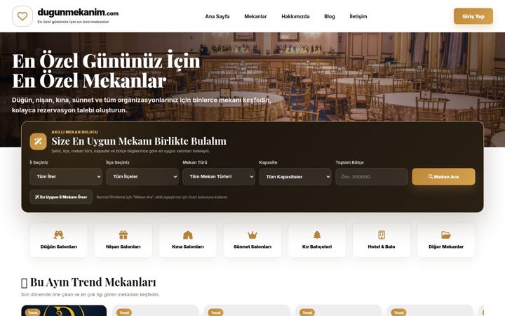 Screenshot of dugunmekanim.com