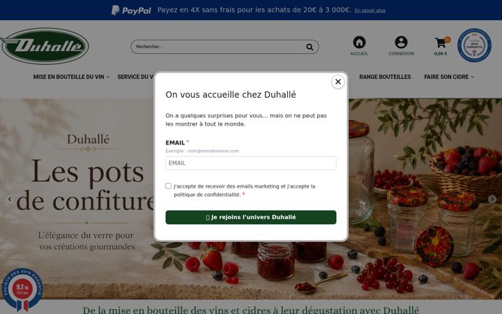 Ekrānuzņēmums no duhalle-boutique.fr