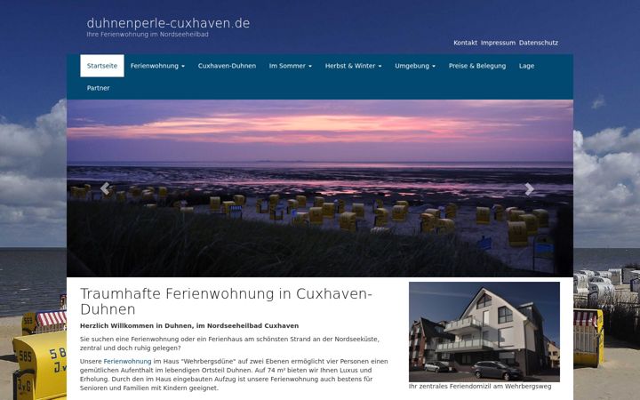 Screenshot of duhnenperle-cuxhaven.de