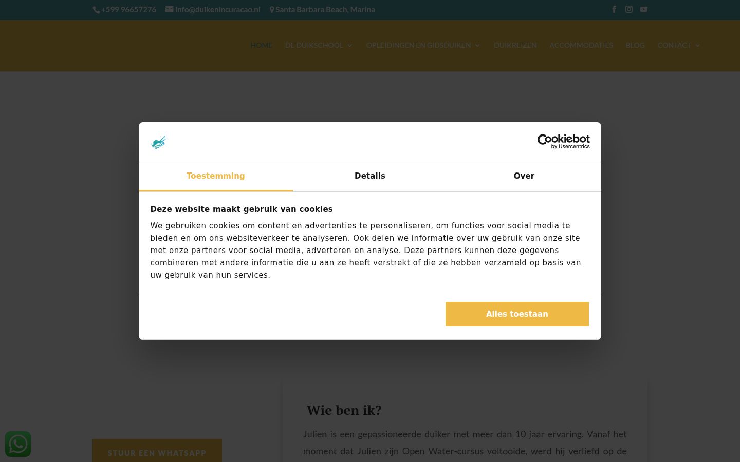 Screenshot del banner di consenso mostrato prima di qualsiasi interazione