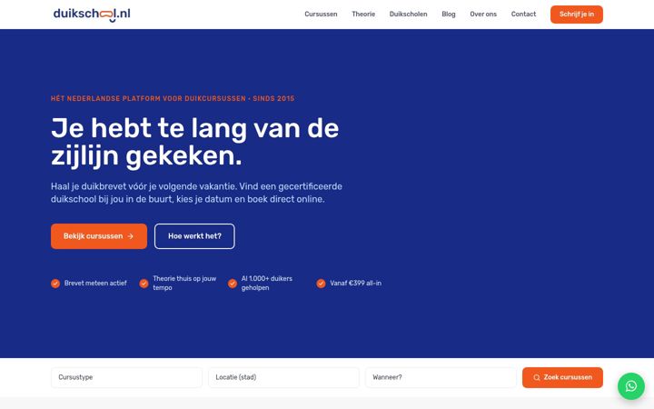 Screenshot di duikschool.nl