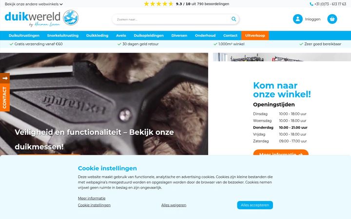 Screenshot di duikwereld.nl
