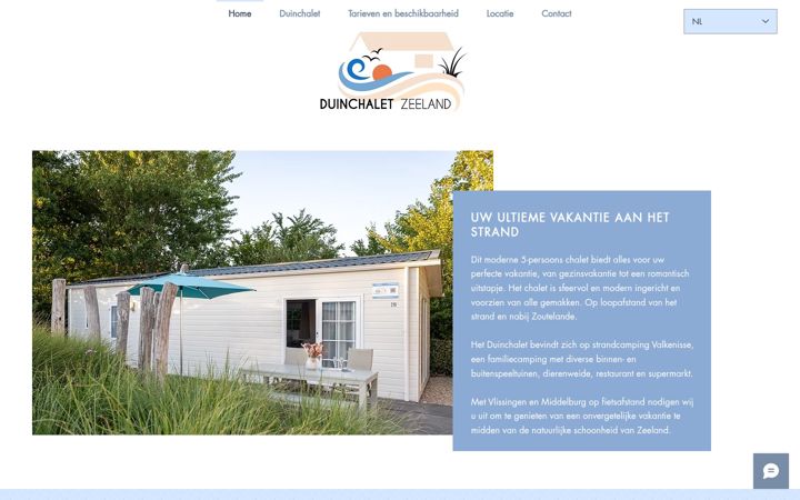 Screenshot di duinchaletzeeland.nl