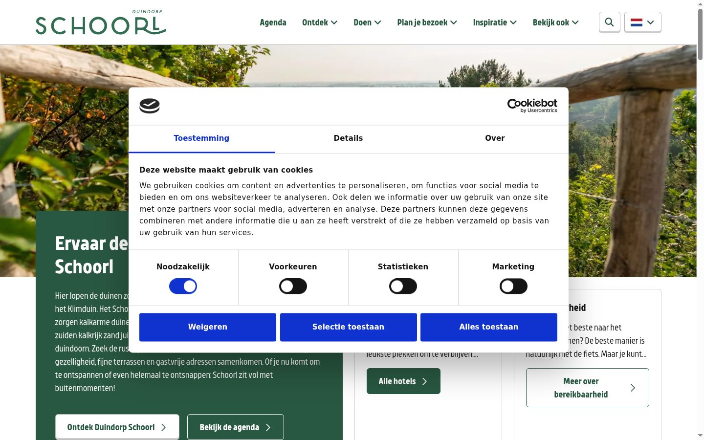 Screenshot del banner di consenso mostrato prima di qualsiasi interazione