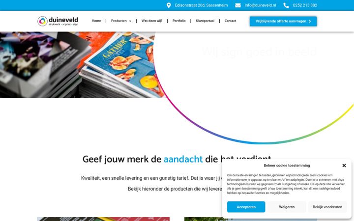 Screenshot di duineveld.nl