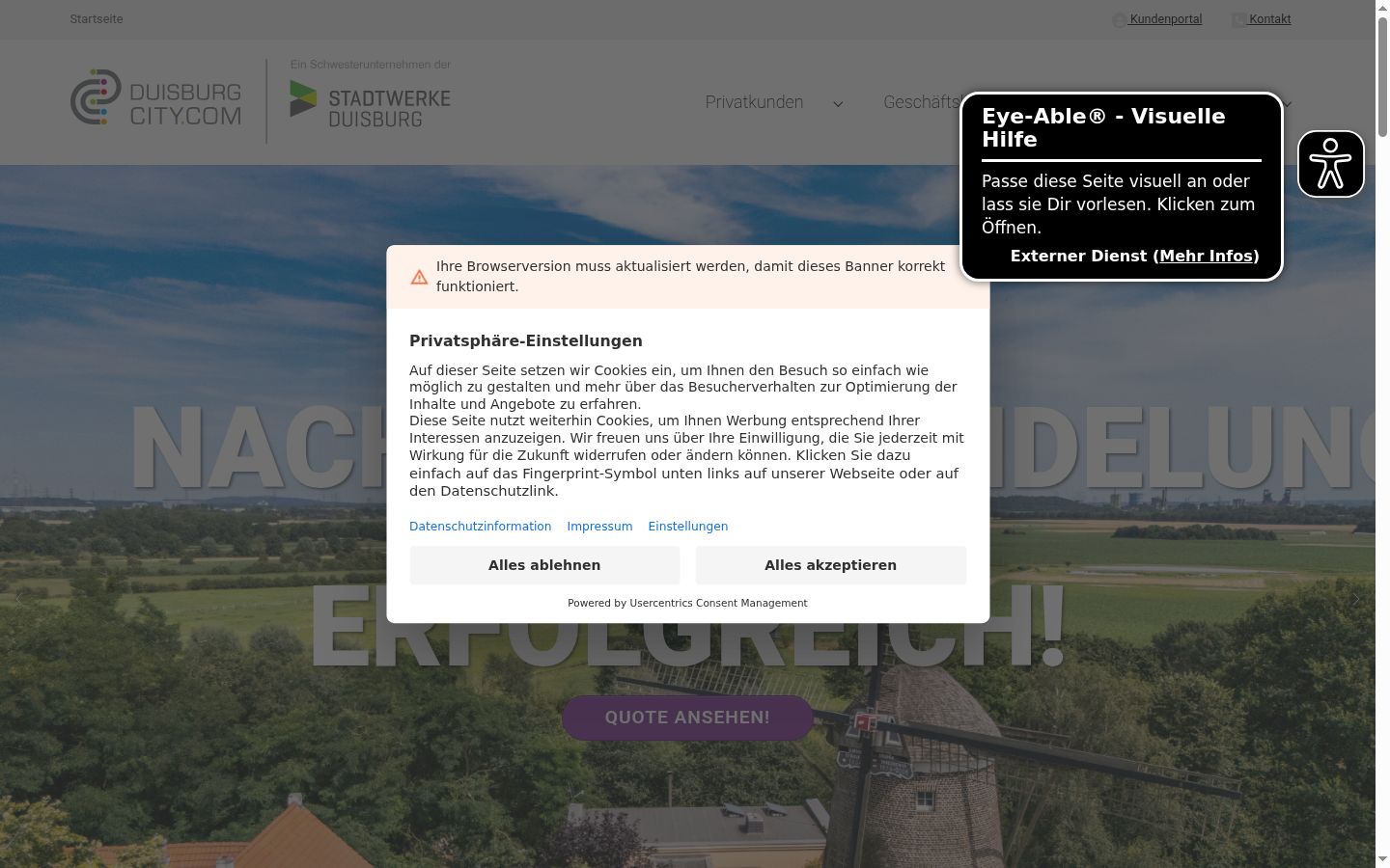 Ekraanipilt nõusolekubännerist, mida näidati enne mis tahes suhtlust