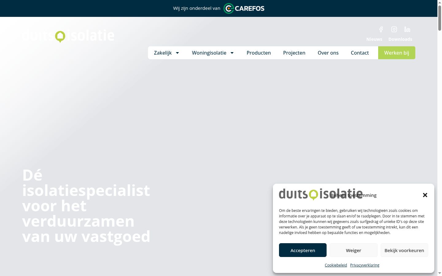 Screenshot del banner di consenso mostrato prima di qualsiasi interazione