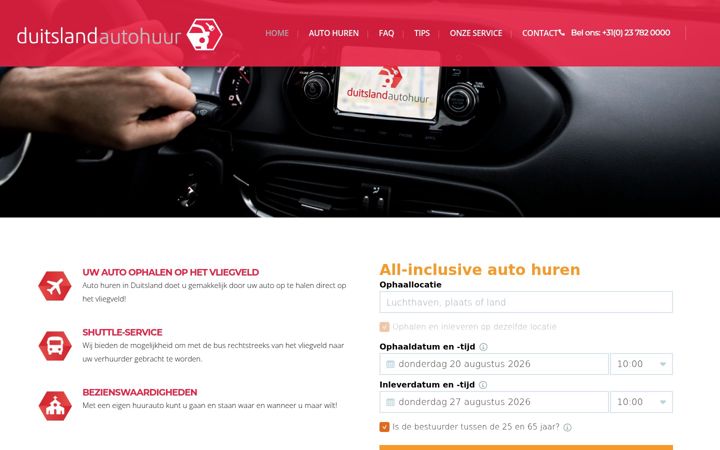 Screenshot di duitslandautohuur.nl
