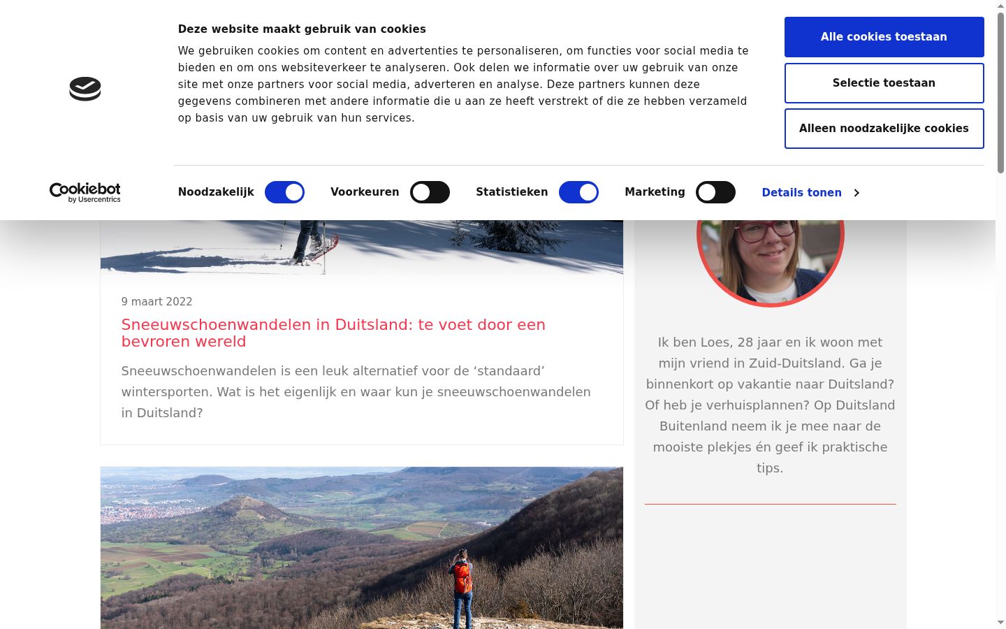 Screenshot del banner di consenso mostrato prima di qualsiasi interazione