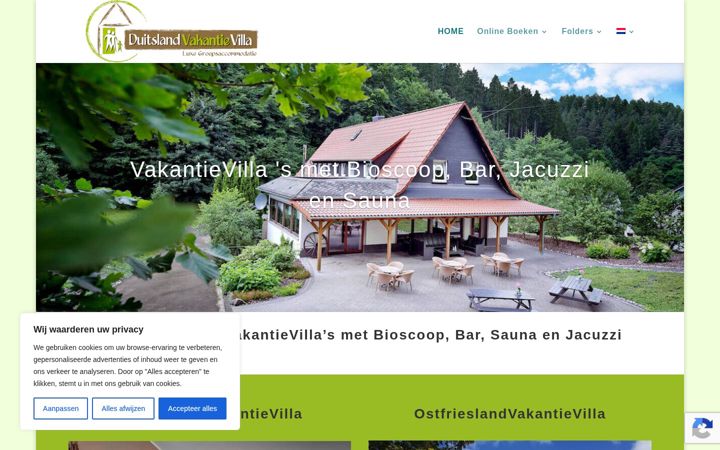 Screenshot di duitslandvakantievilla.nl