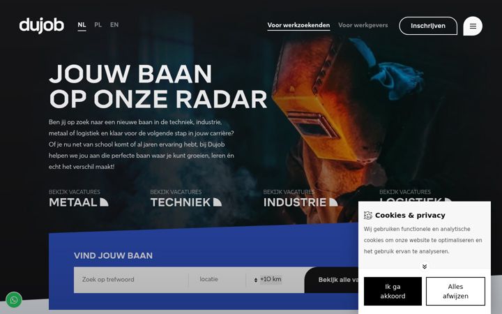 Screenshot di dujob.nl
