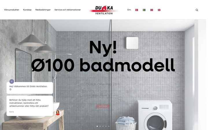 Screenshot von dukaventilation.se