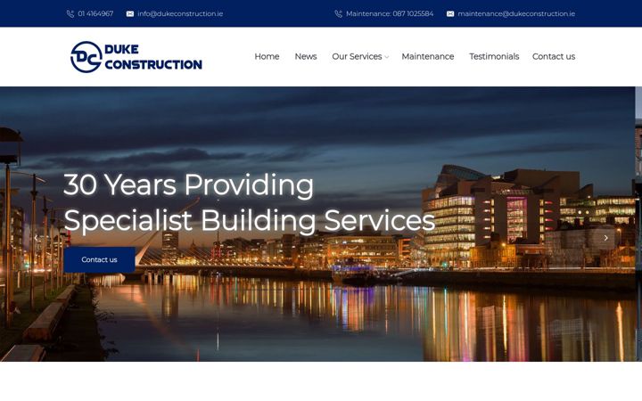 Екранна снимка на duke-construction.ie