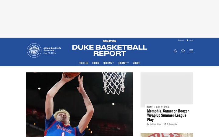 Screenshot of dukebasketballreport.com