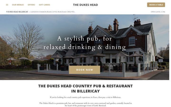 Screenshot van dukesheadlittleburstead.co.uk
