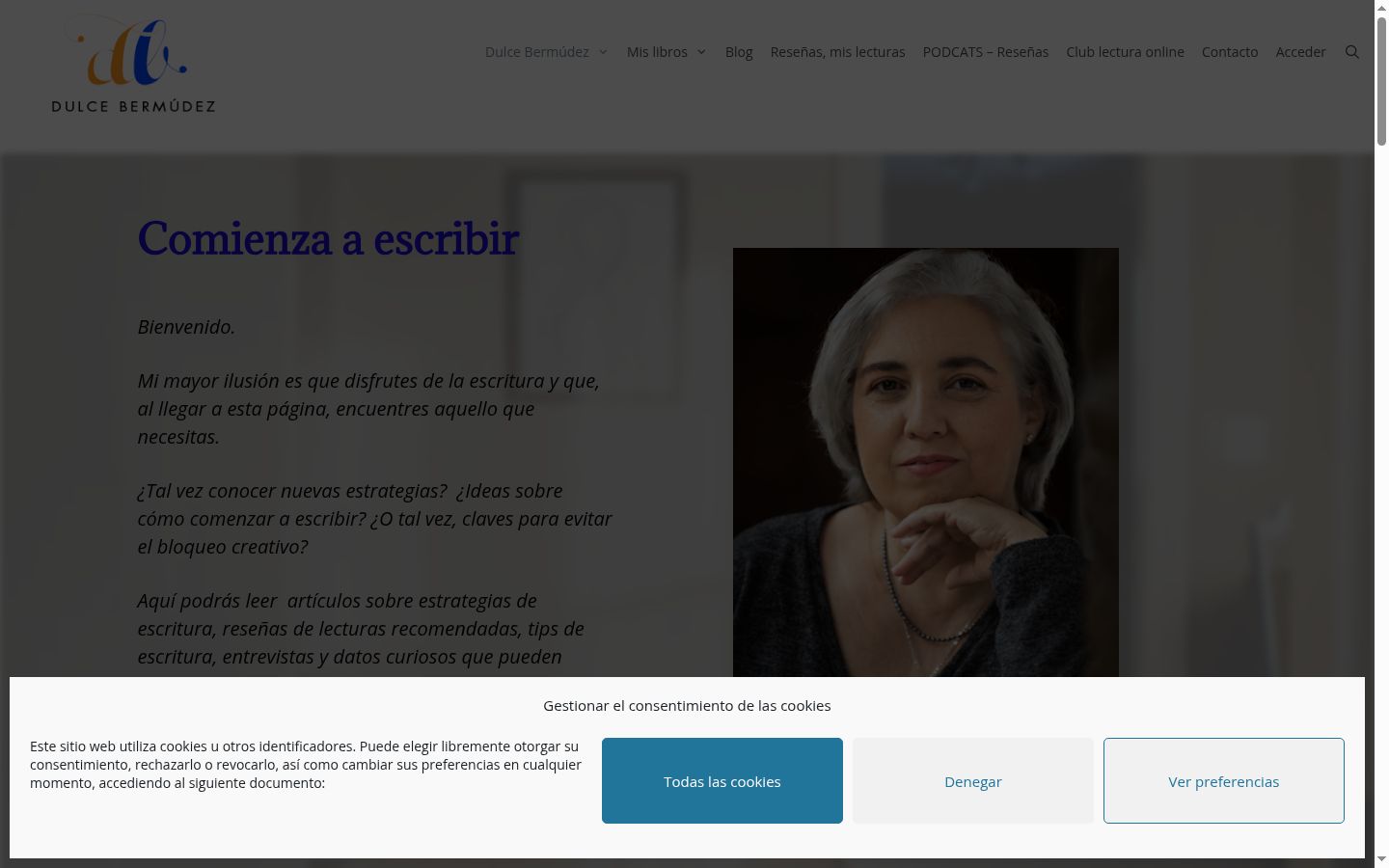 Captura de ecrã do banner de consentimento apresentado antes de qualquer interação