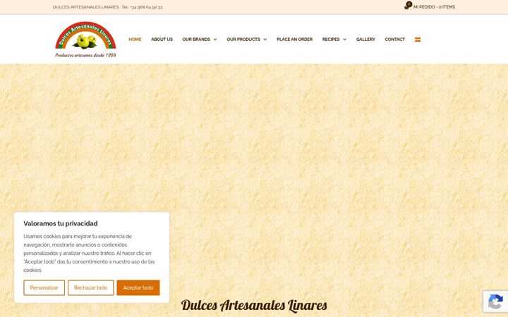 Snímek obrazovky dulcesartesanaleslinares.es