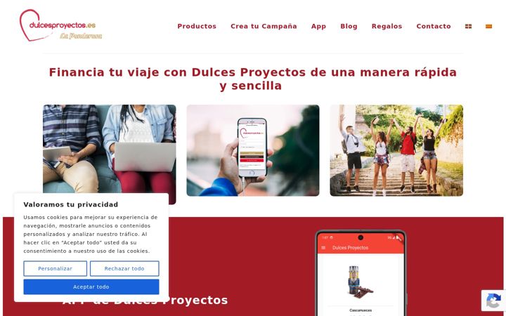 Ekrano kopija dulcesproyectos.es