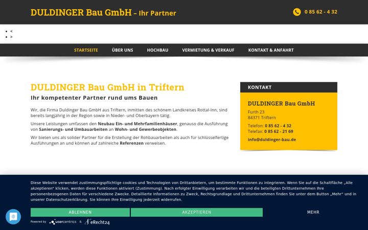 Snímek obrazovky duldinger-bau.de