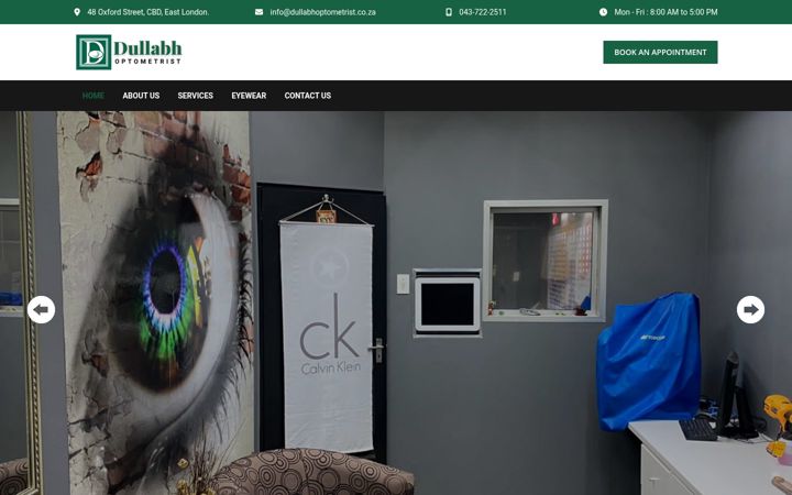 Екранна снимка на dullabhoptometrist.co.za