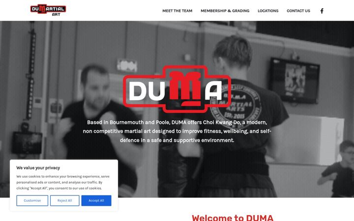 Screenshot stránky dumartialart.co.uk