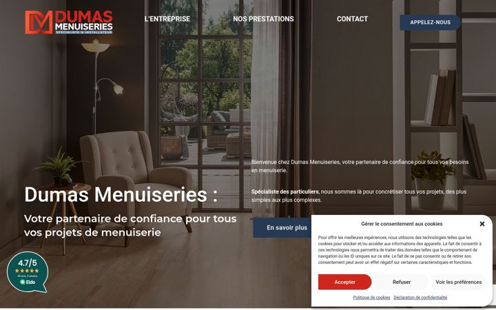 Ekrānuzņēmums no dumas-menuiseries.fr