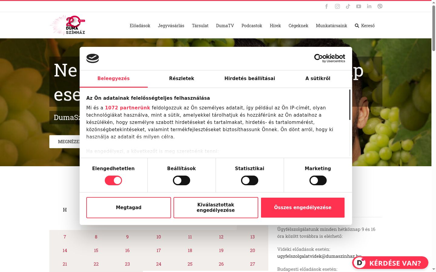 Skärmbild av samtyckesbannern som visades före någon interaktion