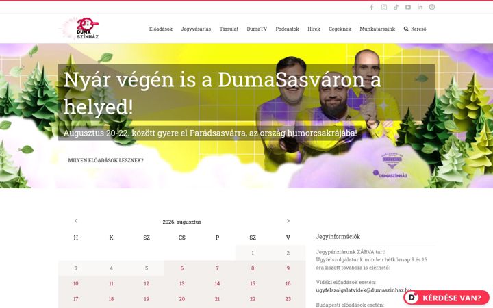 Skærmbillede af dumaszinhaz.hu