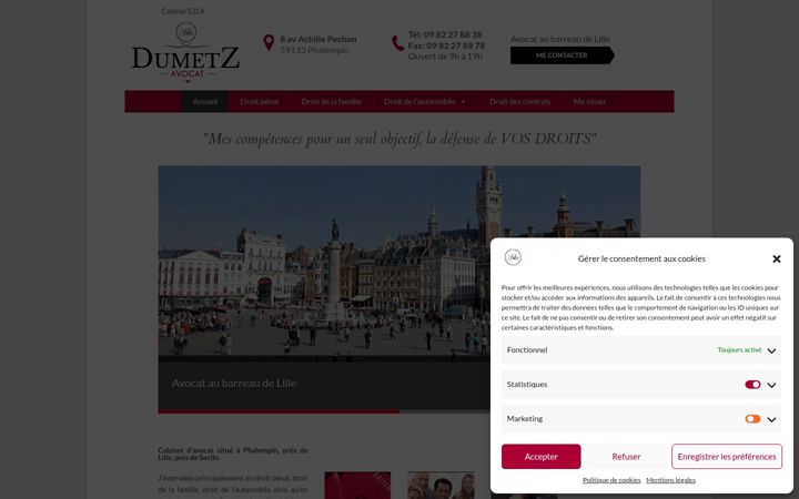 Ekrānuzņēmums no dumetzavocat.fr