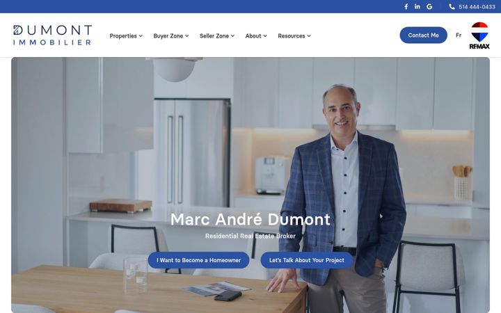 Skjermbilde av dumontimmobilier.ca