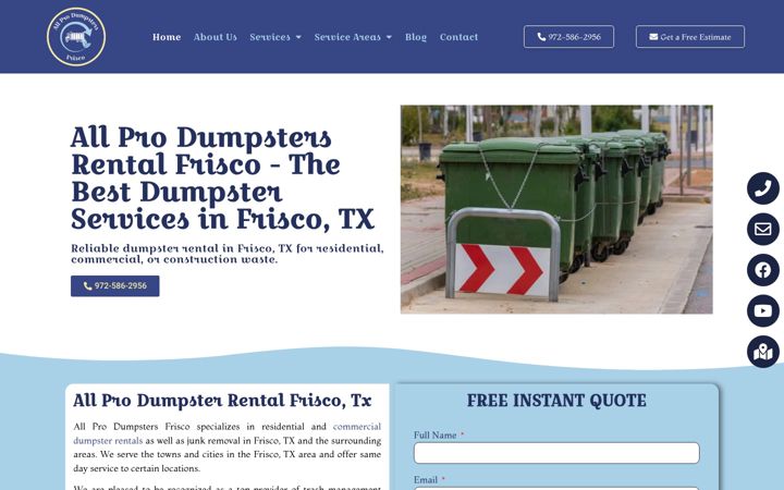 Screenshot of dumpsterrentalfriscotx.com