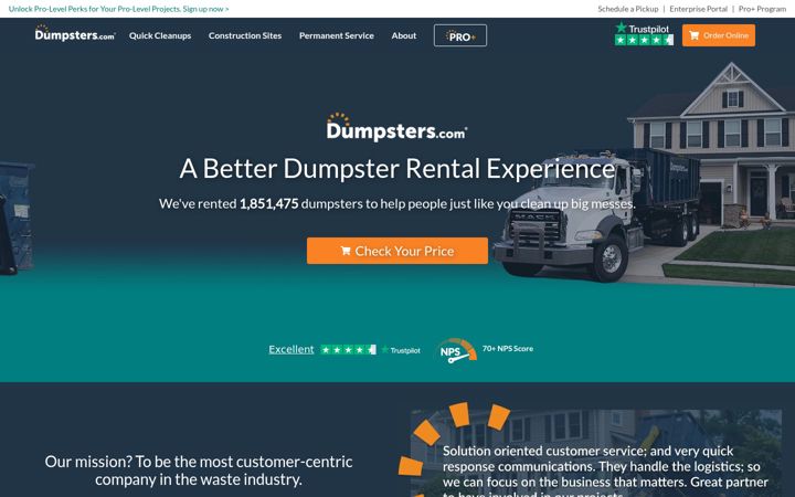 Screenshot of dumpsters.com