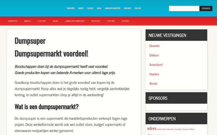 Captura de ecrã de dumpsupers.nl