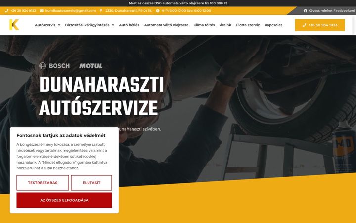 Képernyőkép: dunaharasztiautoszerviz.hu