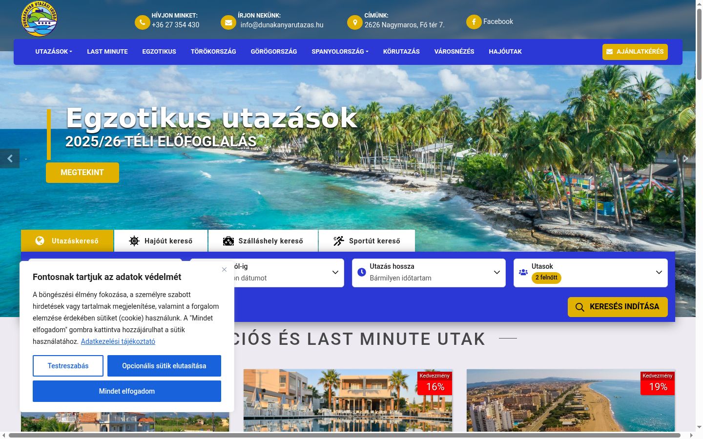 Képernyőkép a bármilyen interakció előtt megjelenő hozzájárulási bannerről