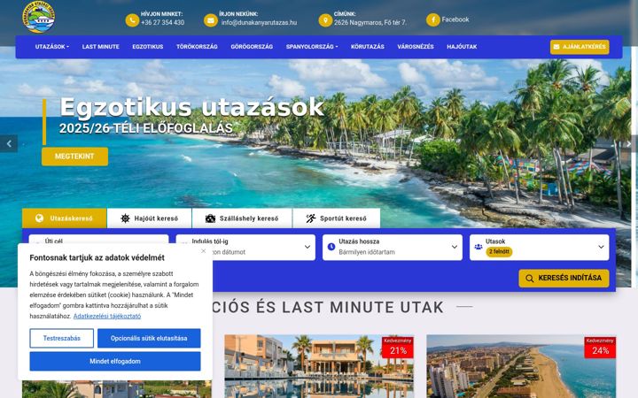 Screenshot di dunakanyarutazas.hu